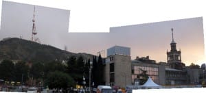 Panoramic shot of Tbilisi at sunset