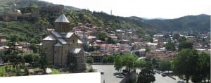 a panoramic view of the city of Tbilisi, Georgia
