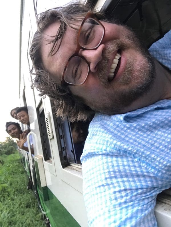 dave lafontaine on a train in myanmar